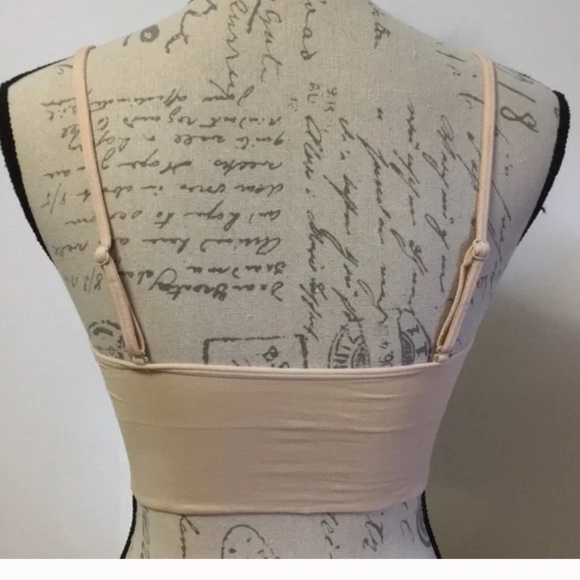 Women's V-neck Cropped Bandeau - Cream and Tan - Picture 7 of 10